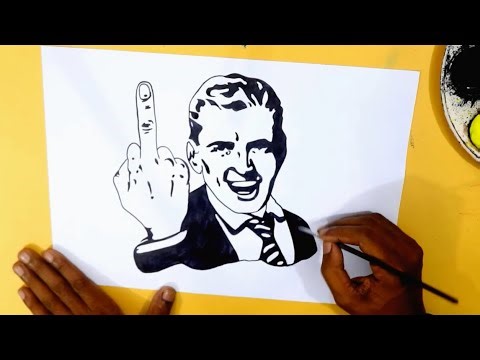 How to draw a Man Showing Middle Finger ~ For fun