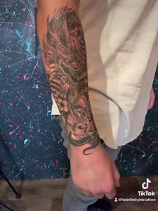 Tjay sat amazing for this piece to start his sleeve 👌💉🖤 his first tattoo also 👌💉 | Twinfinity Ink Tattoo studio