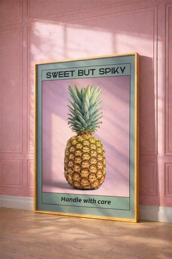 Pineapple Wall Art Print, Sweet but Spiky Poster, Modern Aesthetic Decor, Minimal Kitchen Printable Art - Etsy