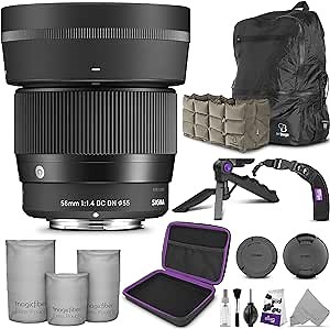 Sigma 56mm f/1.4 DC DN Contemporary Lens for Canon EF-M Mount with Altura Photo Essential Accessory and Travel Bundle
