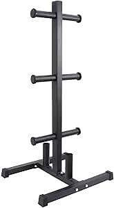 StarONE 2 Inch Olympic Weight Plate Rack Tree w/ 2 Barbell Holder for Home Gym Storage