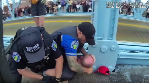 Police officer who punched protester on Roebling Bridge suspended without pay for 30 days