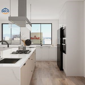 [Hot Item] High Gloss Solid Wood Kitchen Design Cabinets Matte Lacquer MDF Flat Panel Kitchen Cabinets with Island