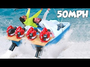 I Made A Homemade Jet Boat With 4 Leaf Blowers