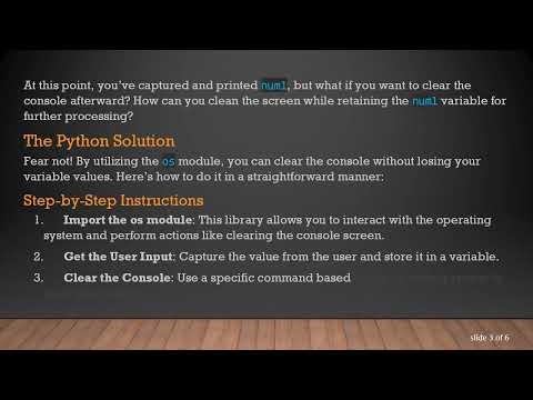 How to Clear the Console in Python Without Losing Variable Values