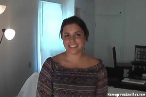 Thick brunette amateur gets ass fucked deep