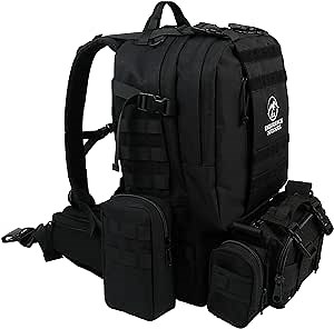 Heavy Duty Tactical Backpack, MOLLE Design, EDC Bugout Bag for Camping, Hiking, Hunting, Army Style Go Bag