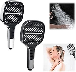 8-Speed Oversized Panel Pressurized Shower Head, Shower Heads With Handheld Spray Combo, High Pressure Water Saving Showerhead with Filter Beads with 8 Spray Modes (Silver+Gray)