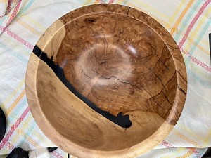 Red Maple Burl Bowl With Black Resin: Handcrafted Wood Centerpiece - Etsy