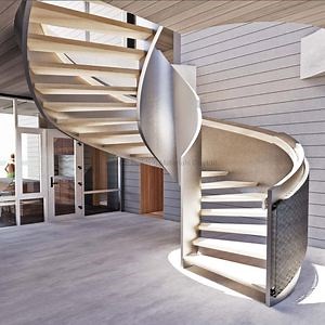 [Hot Item] Modern Decorative Curved Staircase Double Beam Stairs
