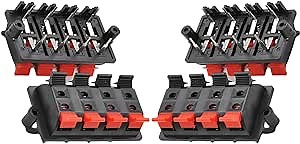Jutagoss Stereo Speaker Terminal Connectors 8 Position 2 Row Terminal Strip Block 100V Spring Clips Jointing Clamp Test Clip Push Release Connector 5 PCS