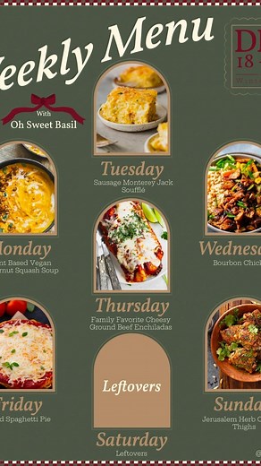 Weekly menu! Let me know what you make! #ohsweetbasil #weeklymenu #homemade #dinner | Sweet Basil