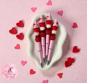 Valentines Cupcake Beaded Pens: Handmade Stationery Gift - Etsy