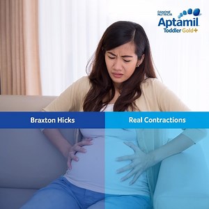 5.7K views · 26 reactions | Now that baby’s arrival is just around the corner, you’re naturally at the edge of your seat waiting for those contractions to begin! But how do you tell real contractions from Braxton Hicks? Here’s a quick guide that’ll help you keep calm – and be resilient – even in the face of false labour pains. Got other tips? Share them below! #RaiseThemResilient | AptaAdvantage | Facebook