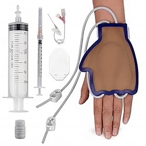 SimCoach Phlebotomy and Venipuncture Practice Kit, Wearable IV Practice Kit, Dorsal Hand Injection Trainer, IV Start Kit for Injection/Insertion Practice, Medical Education