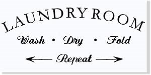 Wall Decor Laundry Room Wash Dry Fold Repeat Letters Vinyl Wall Decals 23x9-Inch Black