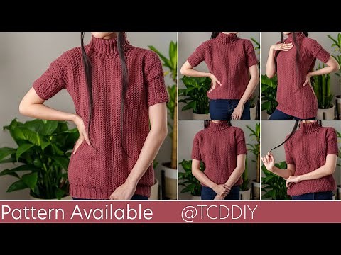 How to Crochet: Turtleneck T Shirt | Pattern & Tutorial DIY