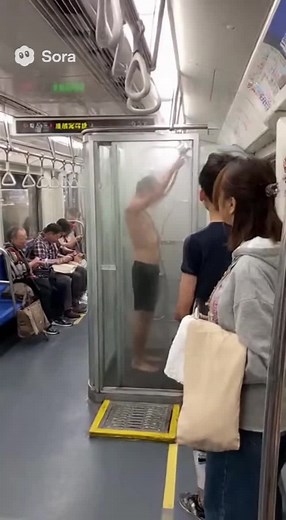 捷運沐浴專區 通勤族的移動SPA #sora2 #fyp #2025 #fypシ゚ #aiart #aigenerated #ai #aiwork #meme #taiwan #MRT #spa #捷運 #洗澡 #bath #shower