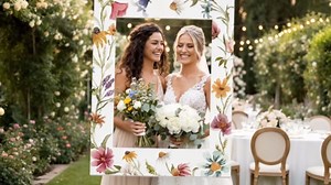 Bucherry 32 x 24 Inches Bridal Shower Photo Booth Props Picture Frame DIY PVC Cutouts Photo Booth Prop Selfie for Wedding Birthday Baby Shower Graduation Party Supplies Favor