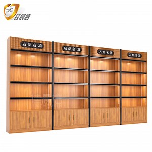 [Hot Item] High-End Wooden Wine Bottle Display Cabinet Liquor Display Rack with Light