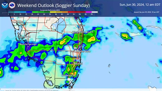 6/29: Heat on Saturday, rain on Sunday? 🤔 - The greatest rain chances this afternoon will favor the western portion of South Florida. - The arrival of a mid-level disturbance on Sunday will boost rain chances area-wide with scattered to numerous showers and storms possible. Potential hazards with any thunderstorm activity that occurs this afternoon and tomorrow: - frequent cloud to ground lightning (when thunder roars go indoors) - localized flooding (especially in low-lying urban locations) - 