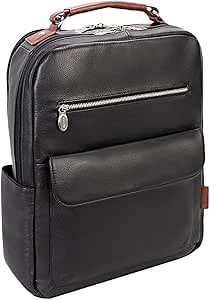 McKleinUSA Logan Pebble Grain Calfskin Leather 17" Leather Two-Tone Dual-Compartment Laptop & Tablet Backpack Black (19082)