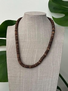 Hawaiian Jewelry Black Coconut Beaded Hand Made 18" Surfer Necklace Choker - Etsy Canada