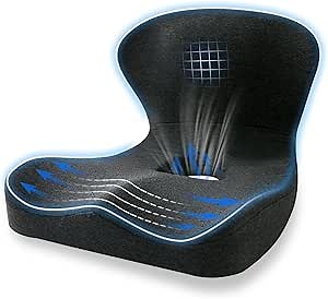Office Chair Cushions for Back and Butt, L-Shaped, Office Seat Cushion with Hollow Design Tail, Strong Wrapping and Support