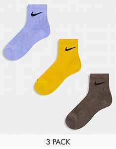 Nike Training unisex cush 3 pack ankle socks in blue, orange and grey | ASOS