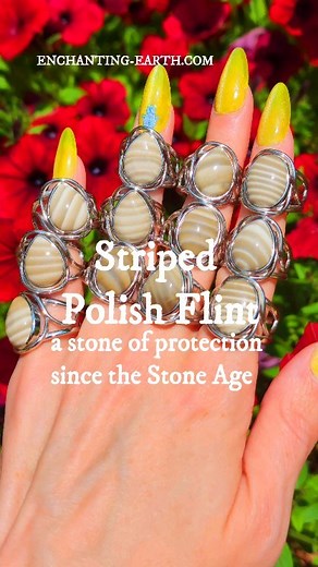 Have you heard of Striped Polish Flint? 😍 Striped Flint (also known as Banded Flint, Polish Flint, Polish Diamond or “Stone of Optimism”) originates from only one location in the world! It's found in Poland, near the town of Sandomierz, on the Vistula River. These deposits are from the Upper Jurassic Age and are believed to be approximately 160 million years old. The use of Striped Flint dates back to the Neolithic Age (later part of the Stone Age). During the Neolithic Age, Flint was used to c