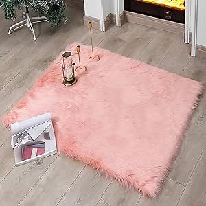 Amazon.com: linmopm Faux Fur Rug Sheepskin Shag Fluffy Fuzzy Pink 3x4 ft Rugs for Bedroom Bedside Bed Floor Living Room Plush Rectangle High-Density Cushion Carpet Super Sofa Cover : Home & Kitchen