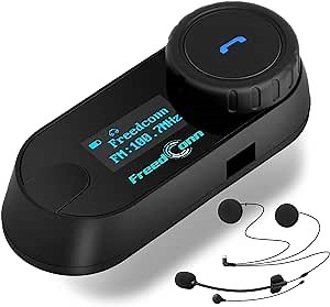 Amazon.com: FreedConn Motorcycle Bluetooth Headset TCOMSC Bluetooth Helmet Intercom Waterproof Intercom 2 Riders 800M Helmet Communication Intercom Systems with LCD Screen Boom&Soft Mic : Electronics