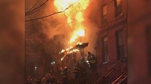 Dramatic video shows roof collapse during NYC fire