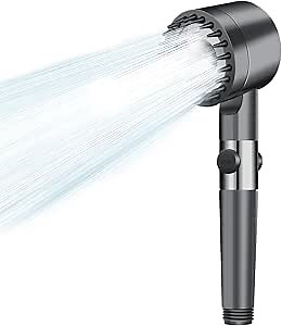 Handheld Shower head: 3 Spray Mode, Detachable Spray Gun Mode, with Pause Switch for Dry Hair and Skin high pressure shower heads, with Silicone Mouth for head Spa/Massage (not with the hose)