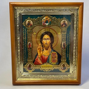 Icon 3D Effect Wooden Frame Lord Almighty Byzantine Style | Icon Under Glass With Decoration | Orthodox Icon | Lithography Icon | Icon Jesus - Etsy