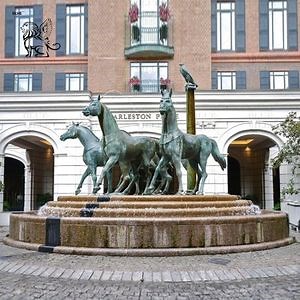[Hot Item] Custom Large Garden Decoration Outdoor Statue Fountain Copper Bronze Horse Water Fountains Factory