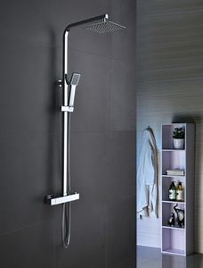 [Hot Item] European Style Square Design Thermostatic Shower Column with Sliding Rail Shower Faucet