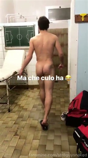 Hot soccer player recorded naked in the locker room