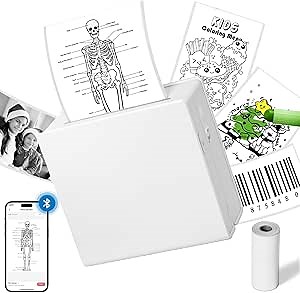 Memoking M02 Sticker Printer Machine - Print Pods Mini Printer, Mini Thermal Printer for Pad&Phone, Inkless Bluetooth Printer Wireless, Sticker Maker Machine Printer for DIY,Study Notes,Photo