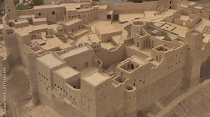 Historic Bahla Fort located at Djebel Akhdar highlands in the Sultanate of Oman, Middle East (aerial photography) UNESCO World Heritage List.
