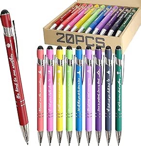 INSADA Stylus Pen for Touchscreen Set of 20 Ballpoint Pens with Bible Inspirational Scripture Ink Pens for Men and Women for School and Office Christian Gifts Black Ink