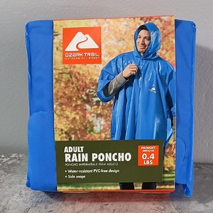 Ozark Trail Adult Blue Rain Poncho Outdoor Utility