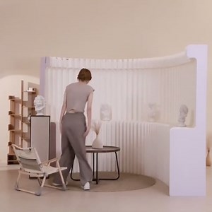 Paper Room Divider with Shelves Paper Partition Folding Privacy Screen for Room Separation Retractable Office Partitions for Retail Shoe,Home, Office & Commercial