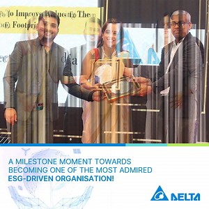 We are proud to announce that Delta Electronics India has won 3 ESG Awards in the categories of "Best ESG Initiative to Improve Access to Clean Water, Clean Energy, and Best ESG Initiative to Reduce Carbon Footprint" at by ESG Summit and Award 2022 hosted in Mumbai. The award is presented in recognition of our excellent practises in taking initiatives towards building a sustainable and greener tomorrow. We are thankful to the esteemed jury for their initiative to celebrate companies' ESG perform