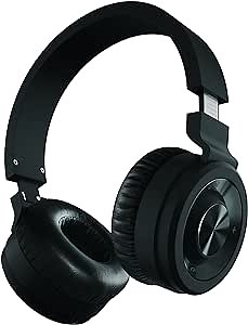 SHARPER IMAGE SBT558BKGM Bluetooth Wireless Headphones with Mic and Volume Control 12 Hours Play, Universal for Android iPhone, Hard Case Black