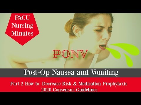 PONV, Post-Op Nausea and Vomiting, How to Reduce Risk & Medication Prophylaxis & Rescue, Part 2