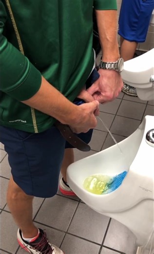 Hot Guy Peeing at Airport Urinal