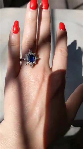 Vintage Style Sapphire Engagement Ring: 14K White Gold Diamond Halo - Etsy