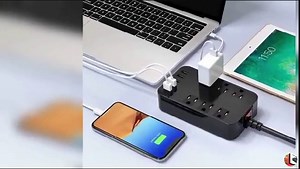 Surge Protector Power Strip 6Ac Outlet 5 USB-A Charging Ports Nightstand Low Profile Flat Plug Multi Socket Widely Extender Wall Mounted Black Power Oultet 6Ft Extension Cord 1700J 2500W Desk Adapter