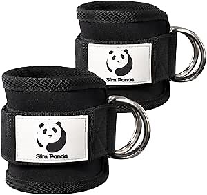 Slim Panda Ankle Strap for Cable Machine,Ankle Cuff for Kickbacks, Booty Hip Abductors,Glute Workouts, Leg Extensions, Curls for Men and Women, Adjustable with Double D-Rings